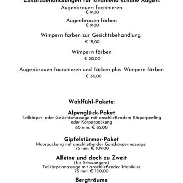 Wellness Preisliste 2