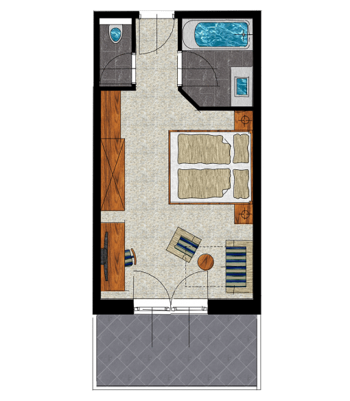 Grundriss Zimmer mit Terrasse