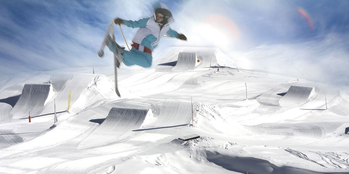 Snowpark mit Rampen