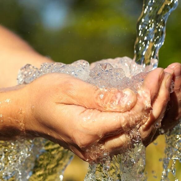 Hände halten Wasser